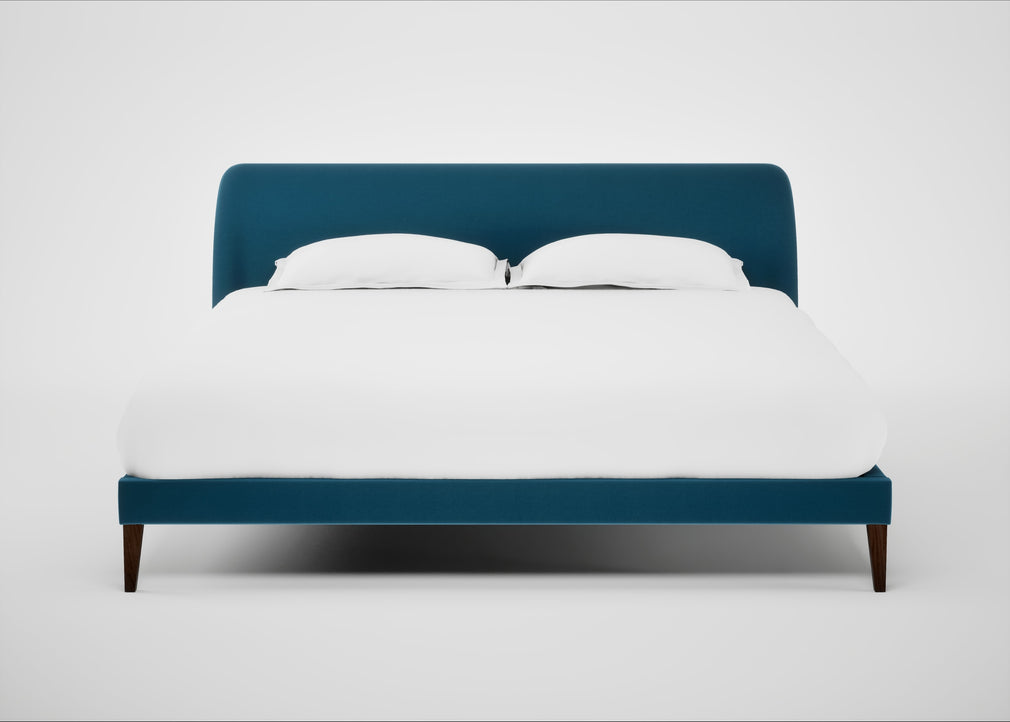 Wallis Bed Super King / Smart Velvet Ocean Blue / Walnut Stained"