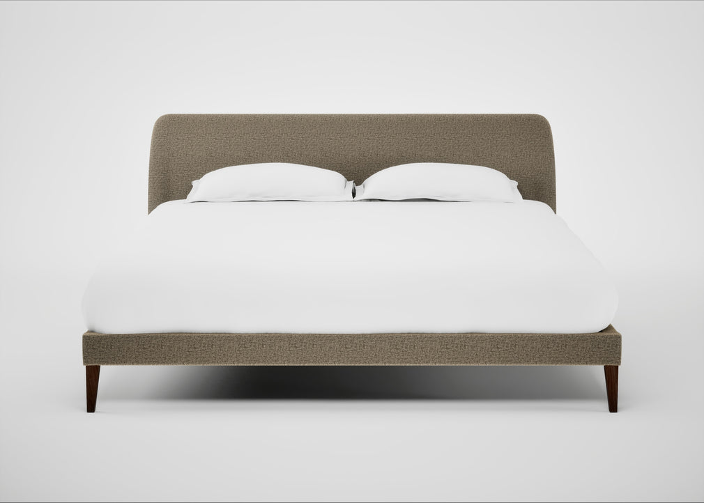 Wallis Bed Super King / Boucle Velvet Rocky / Walnut Stained"