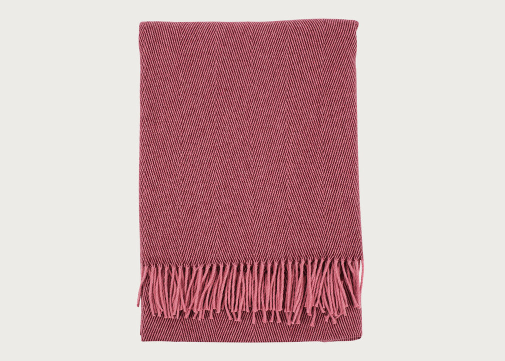 Herringbone Wool & Cashmere Throw Pink