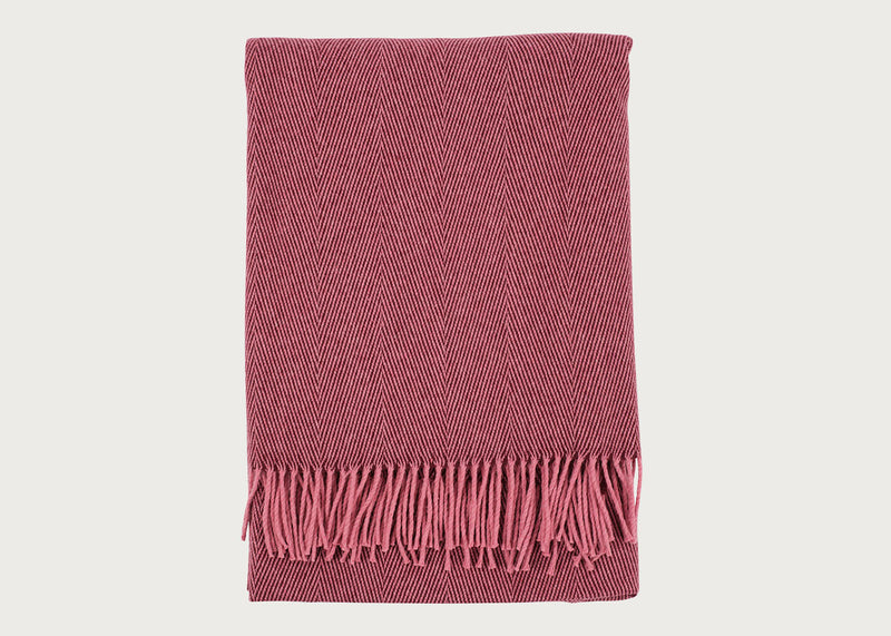 Herringbone Wool & Cashmere Throw Pink