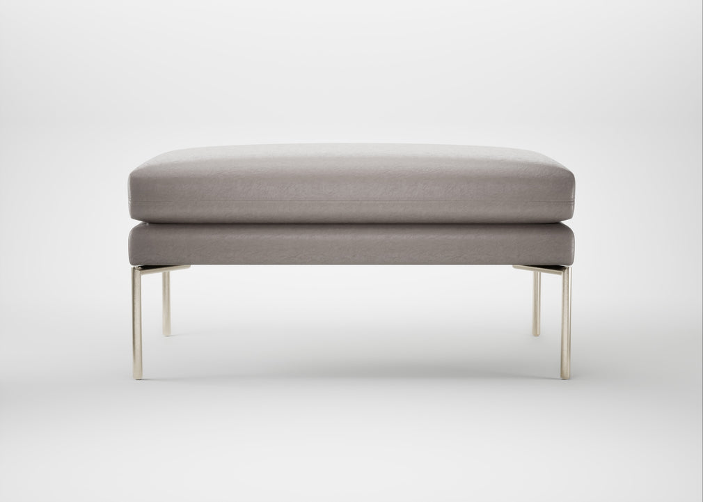 Matera Ottoman Daino Leather Elephant / Stainless Steel