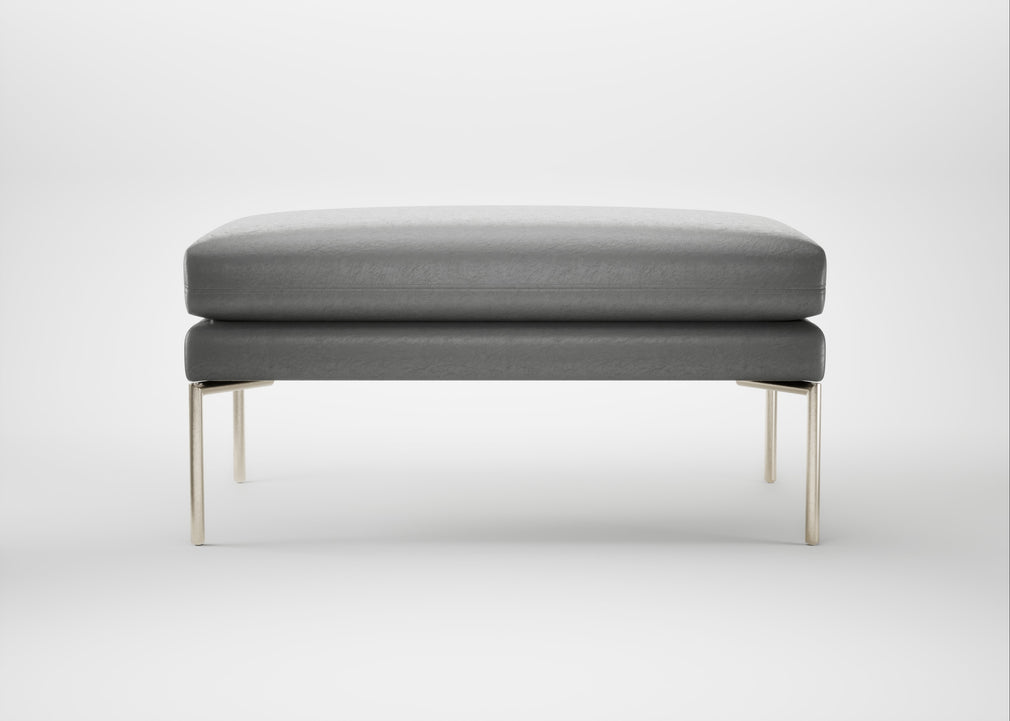 Matera Ottoman Daino Leather Steel / Stainless Steel