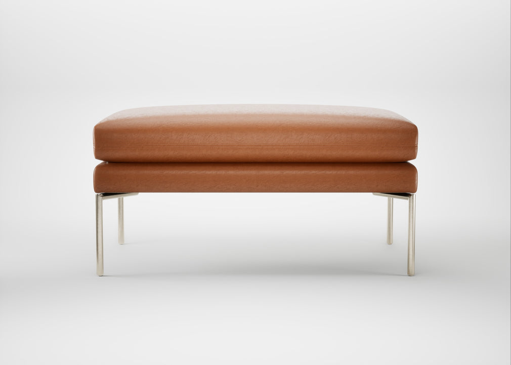 Matera Ottoman Daino Leather Treacle / Stainless Steel
