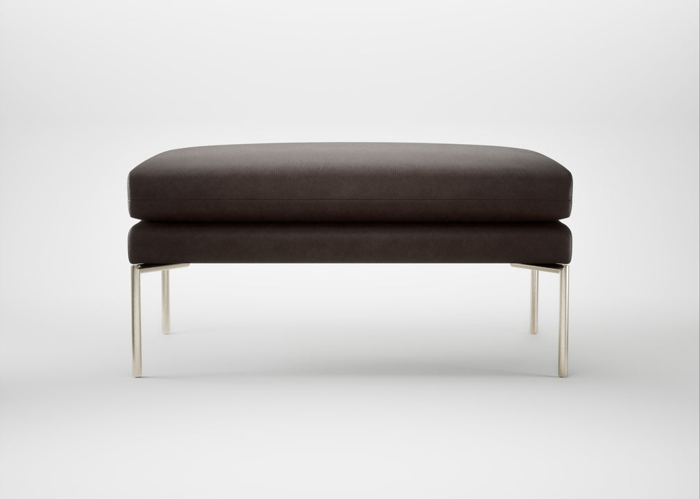 Matera Ottoman Leather Grain Chocolate 066 / Stainless Steel