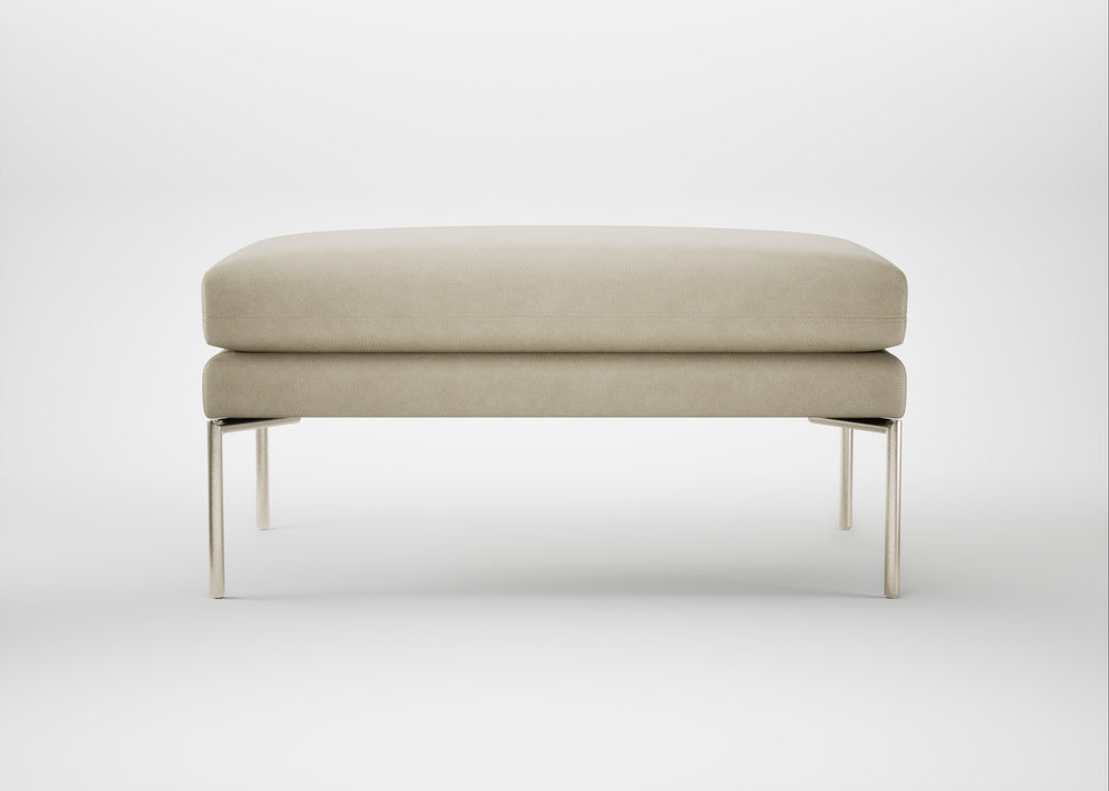 Matera Ottoman Leather Grain Dark Brown 068 / Stainless Steel