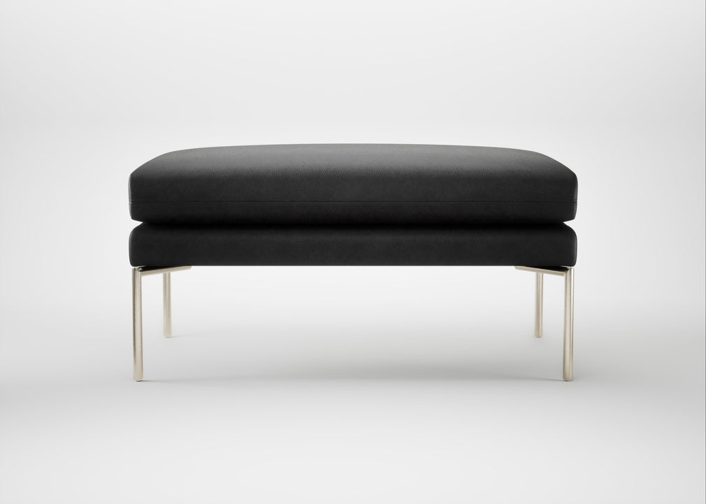 Matera Ottoman Leather Grain Graphite 063 / Stainless Steel