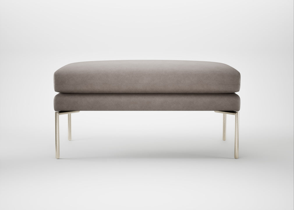 Matera Ottoman Leather Grain Light Grey 060 / Stainless Steel