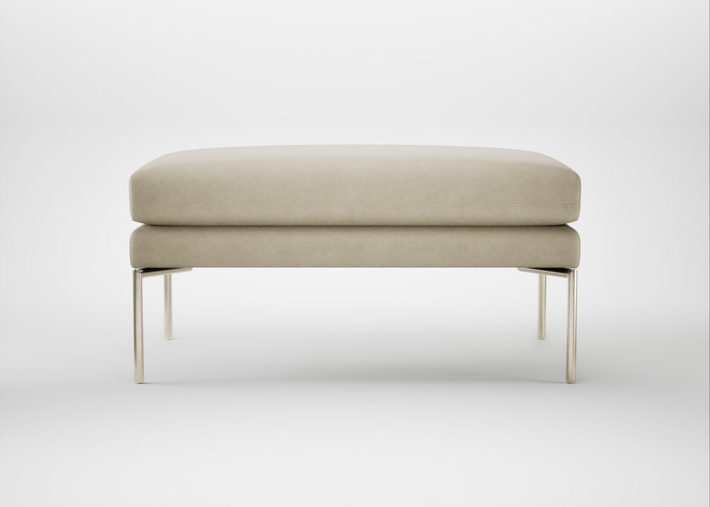 Matera Ottoman Leather Grain Storm 006 / Stainless Steel