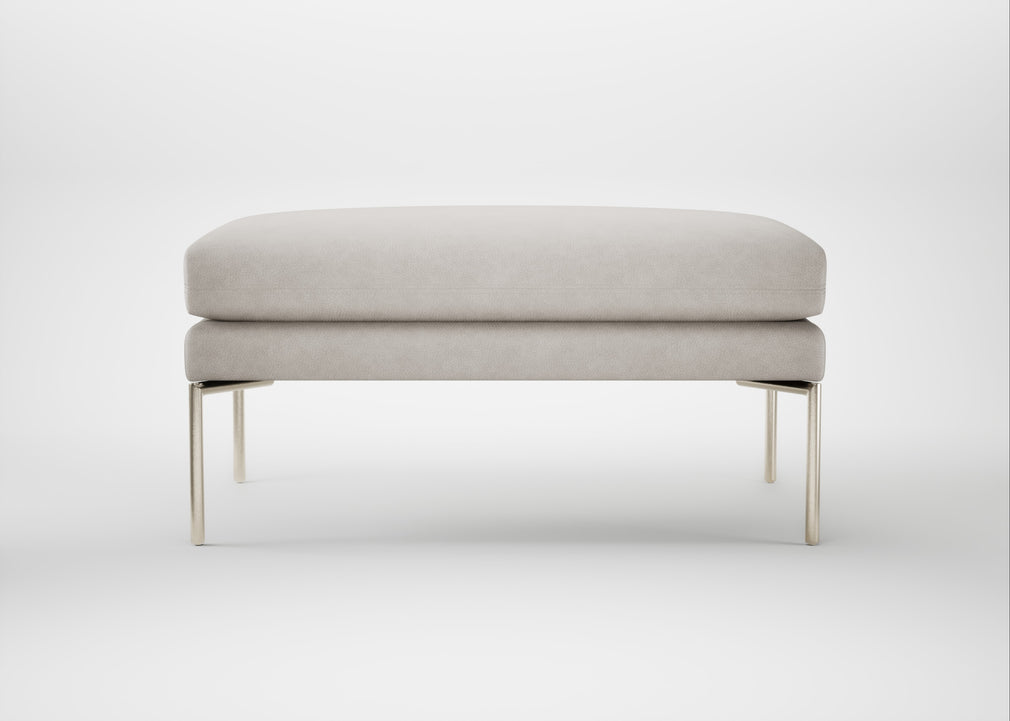 Matera Ottoman Leather Grain White 000 / Stainless Steel