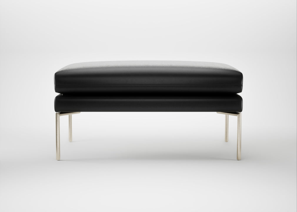 Matera Ottoman Leather Stonewash Navy Blue 279 / Stainless Steel