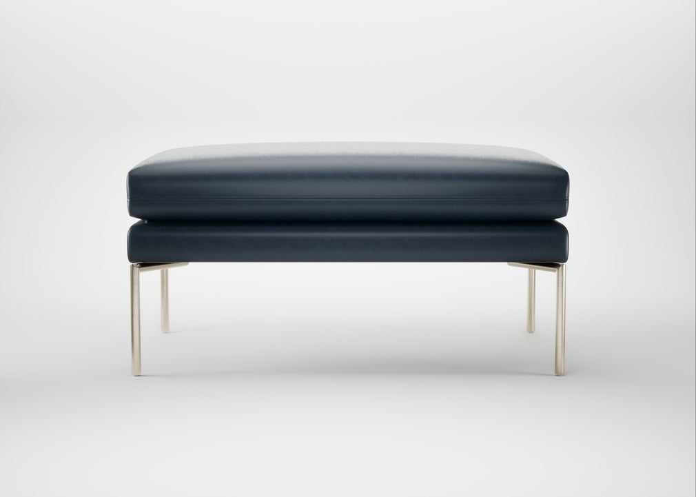 Matera Ottoman Leather Stonewash Black 263 / Stainless Steel