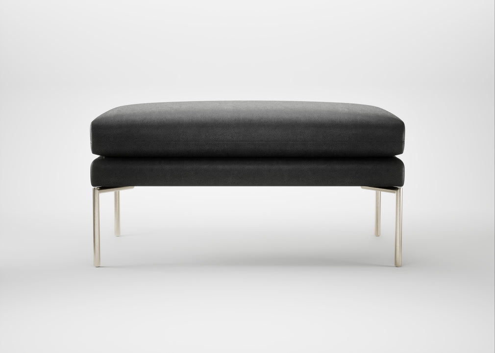 Matera Ottoman Linea Leather Black 622 / Stainless Steel