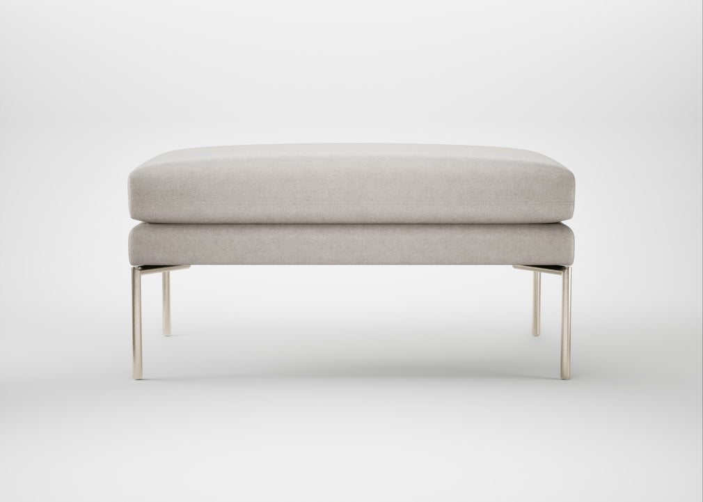 Matera Ottoman Linea Leather White 634 / Stainless Steel