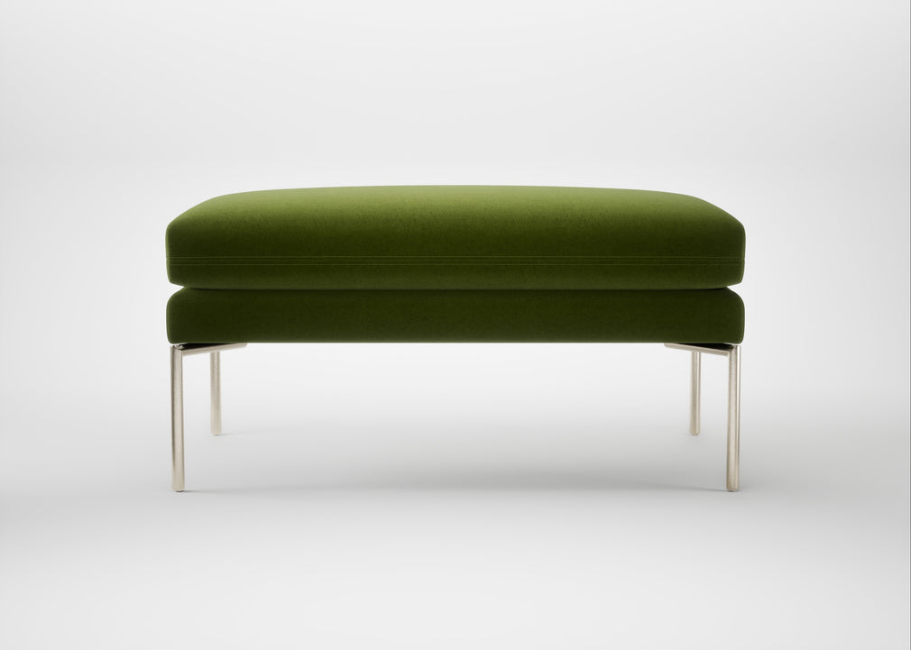 Matera Ottoman Nobilis Velvet Leaf / Stainless Steel