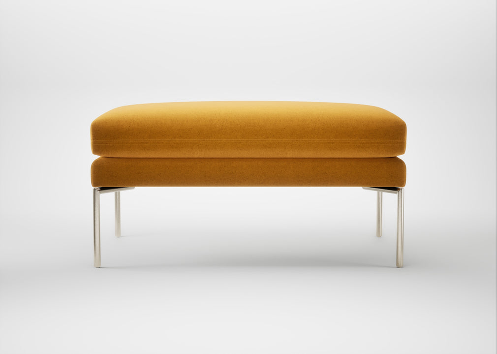 Matera Ottoman Nobilis Velvet Mustard / Stainless Steel