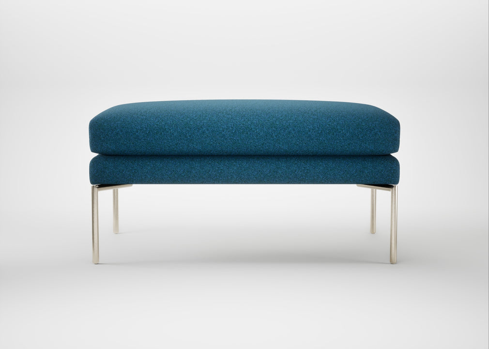 Matera Ottoman St Moritz Wool Blue / Stainless Steel