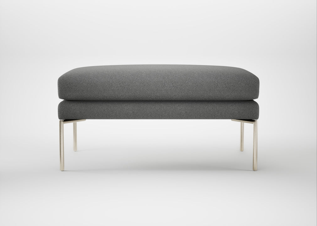 Matera Ottoman St Moritz Wool Light Grey / Stainless Steel