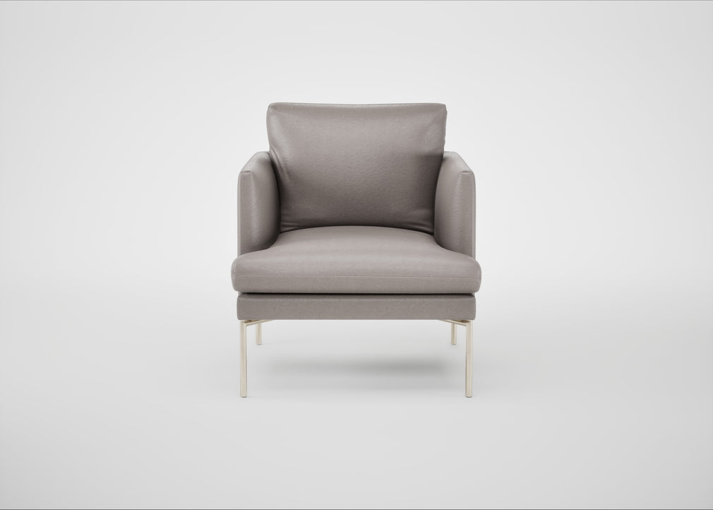 Matera Armchair Daino Leather Elephant / Stainless Steel