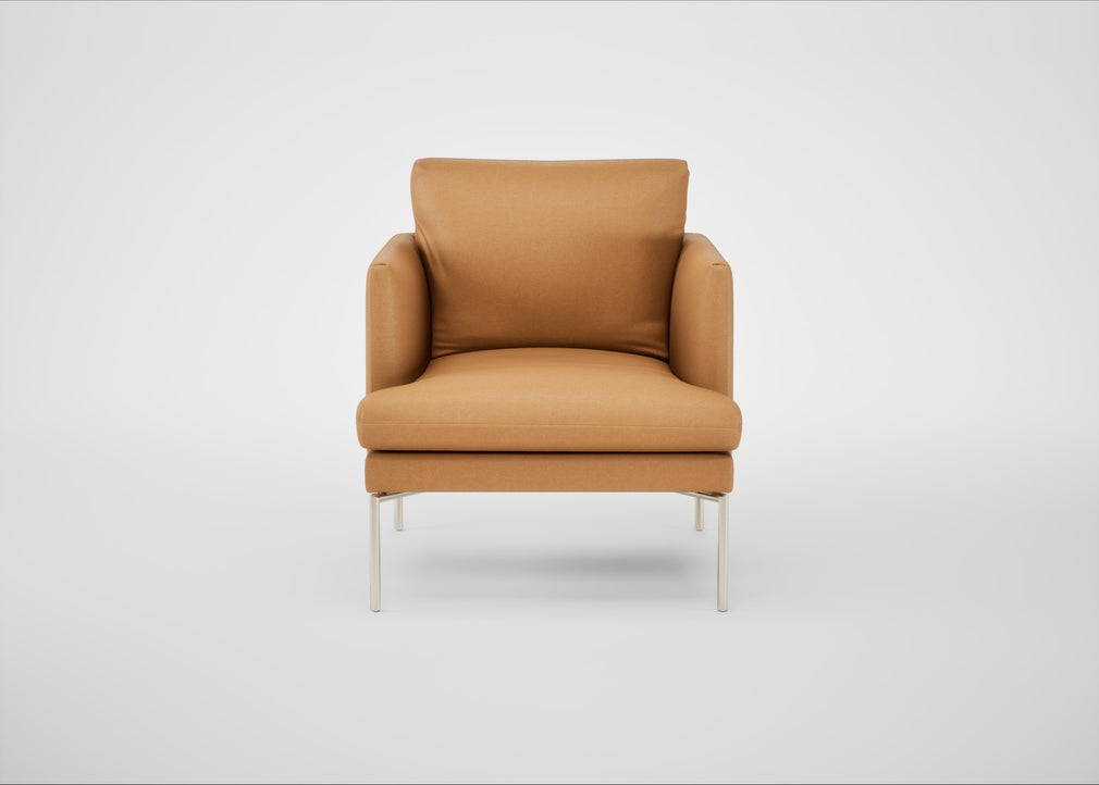 Matera Armchair Daino Leather Parchment / Stainless Steel