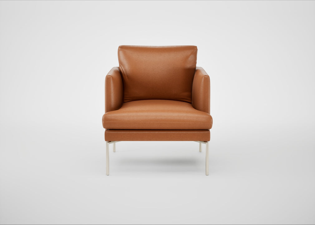 Matera Armchair Daino Leather Treacle / Stainless Steel