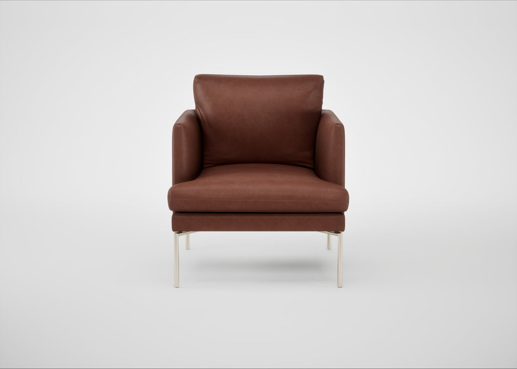 Matera Armchair Leather Grain Dark Brown 068 / Stainless Steel