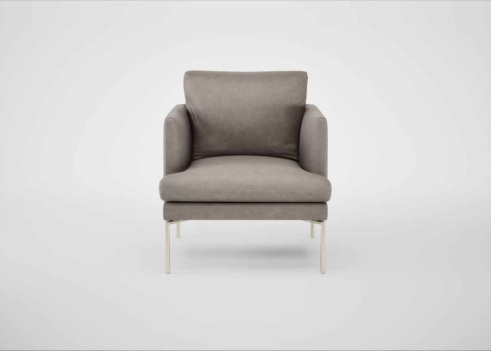 Matera Armchair Leather Grain Light Grey 060 / Stainless Steel