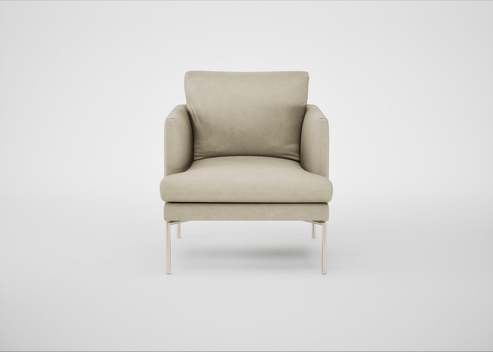 Matera Armchair Leather Grain Storm 006 / Stainless Steel