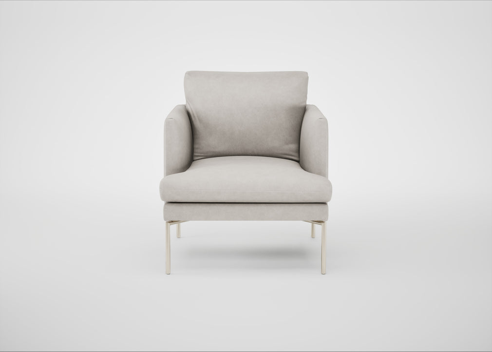 Matera Armchair Leather Grain White 000 / Stainless Steel