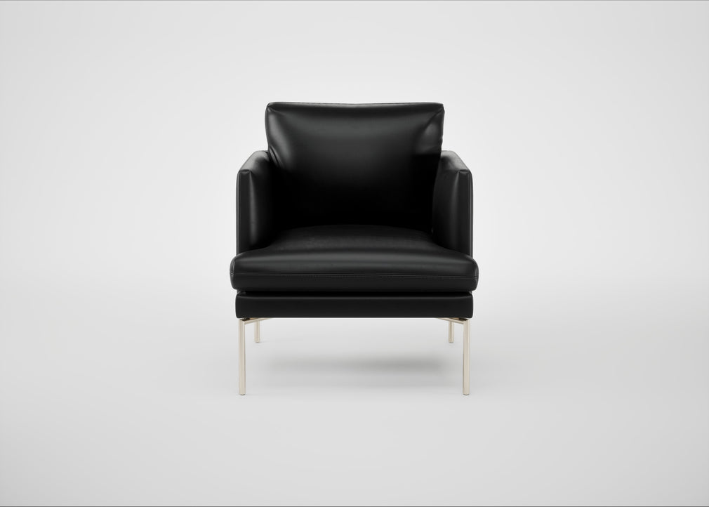 Matera Armchair Leather Stonewash Navy Blue 279 / Stainless Steel