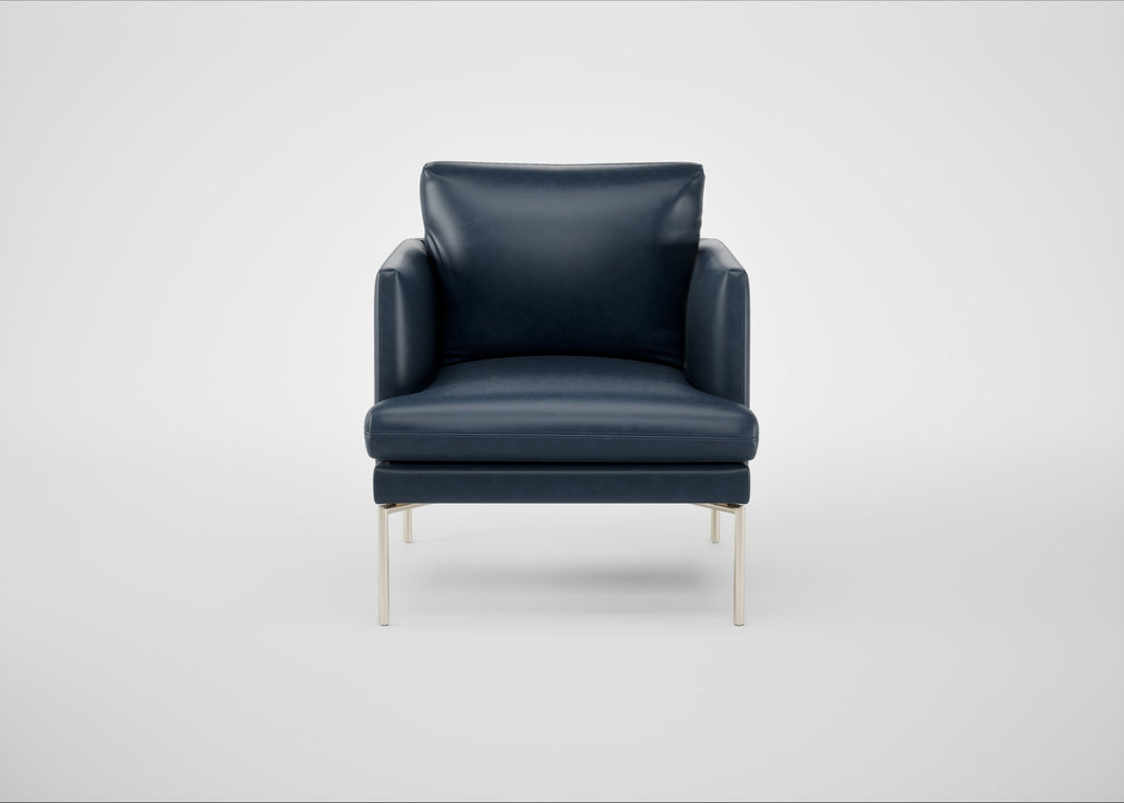 Matera Armchair Leather Stonewash Black 263 / Stainless Steel
