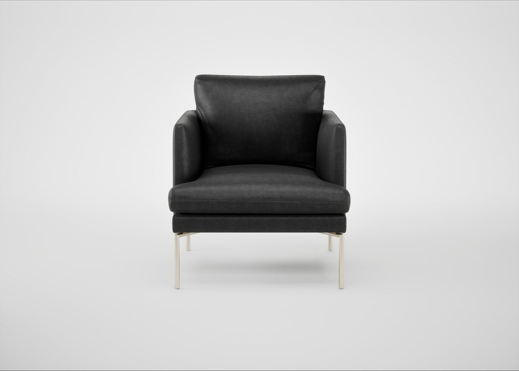 Matera Armchair Linea Leather Black 622 / Stainless Steel