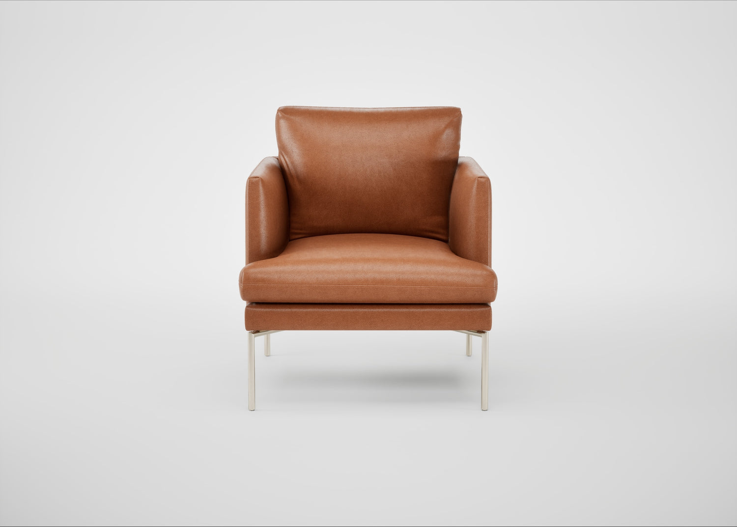 Matera Armchair Linea Leather Brown 680 / Stainless Steel