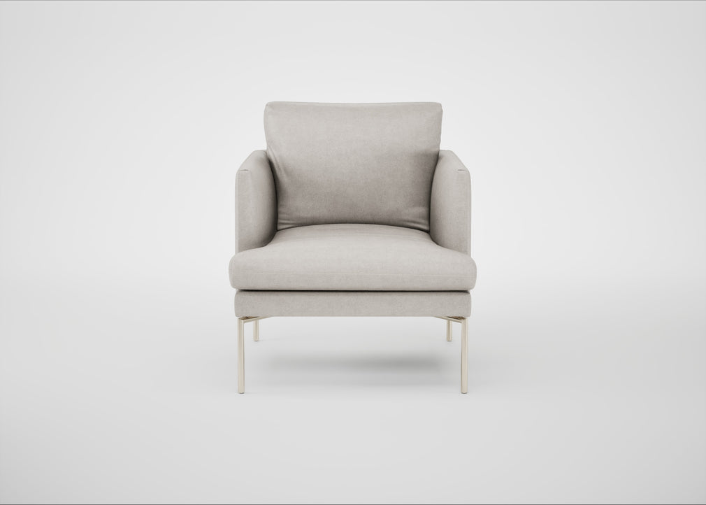 Matera Armchair Linea Leather White 634 / Stainless Steel