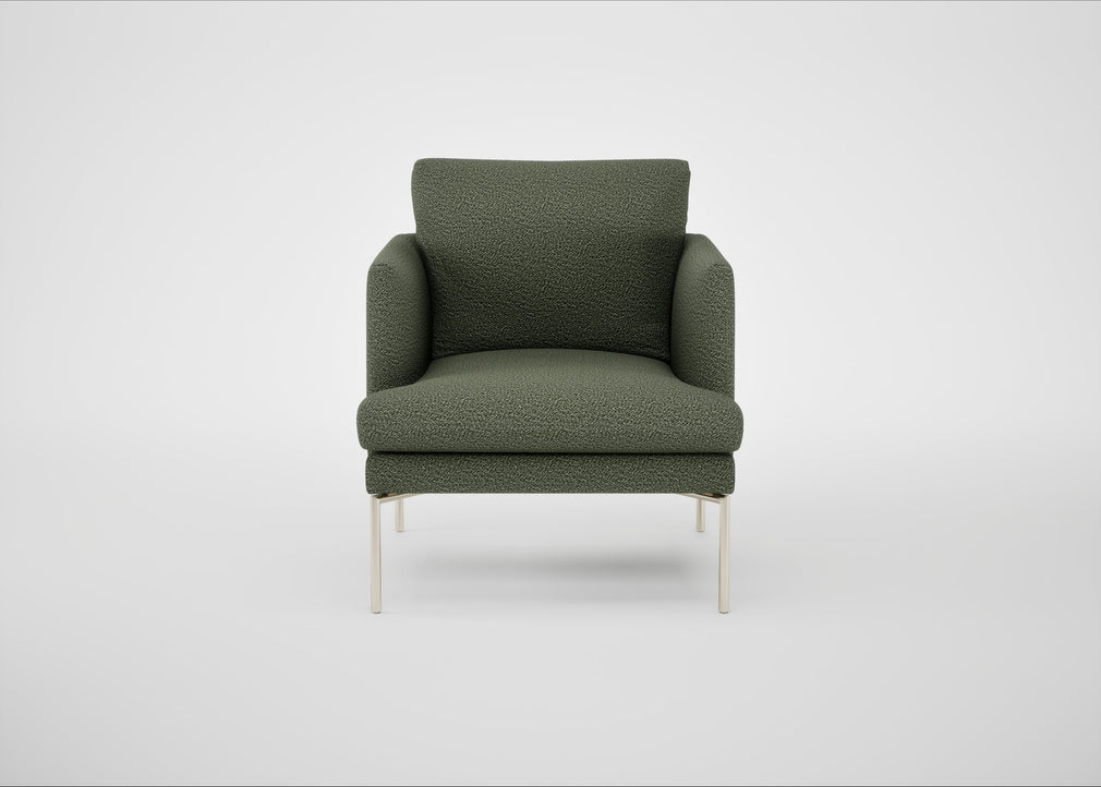 Matera Armchair Loop Boucle Forest / Stainless Steel