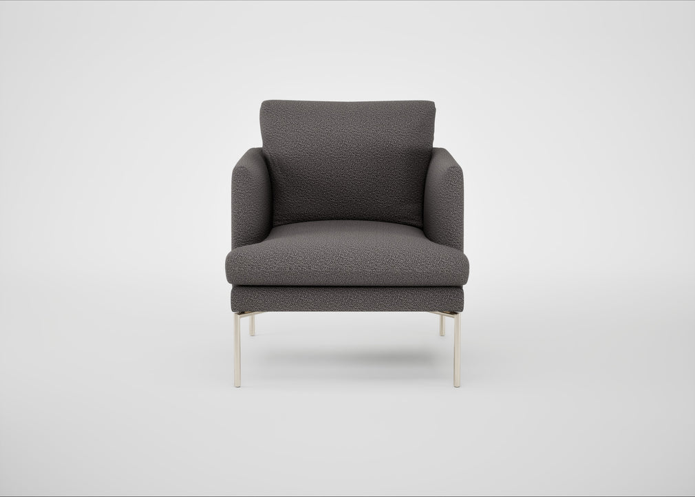 Matera Armchair Loop Boucle Granite / Stainless Steel