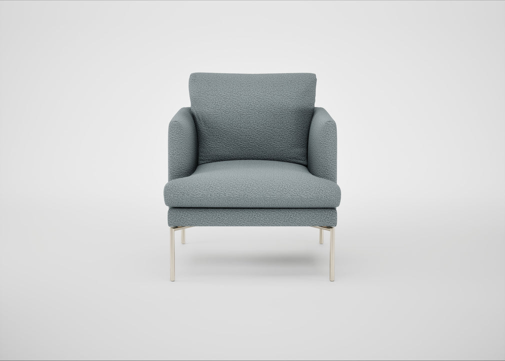 Matera Armchair Loop Boucle Sky / Stainless Steel