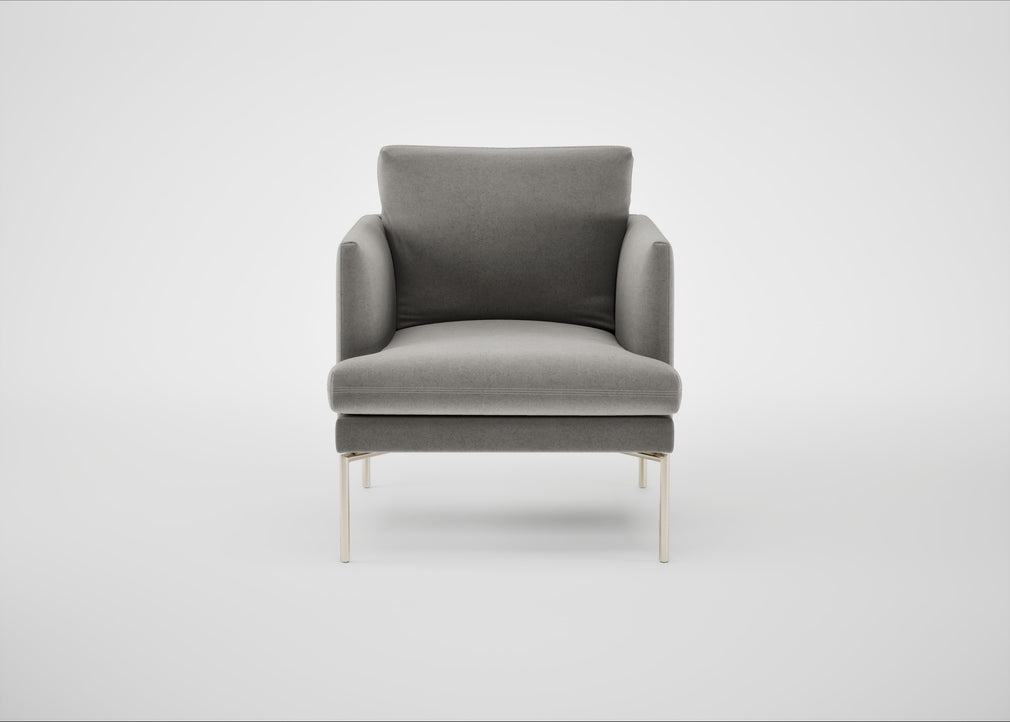 Matera Armchair Nobilis Velvet Dolphin / Stainless Steel