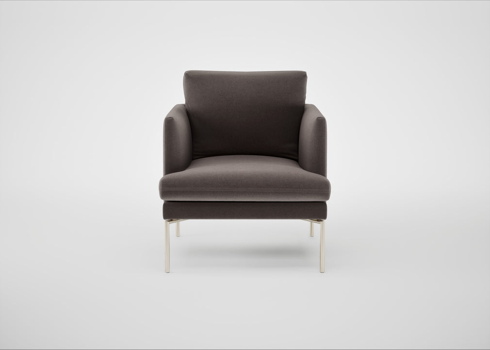 Matera Armchair Nobilis Velvet Sable / Stainless Steel