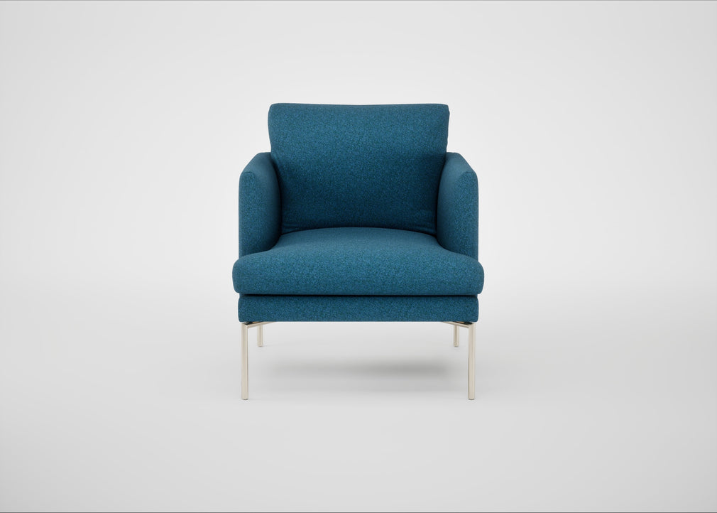 Matera Armchair St Moritz Wool Blue / Stainless Steel