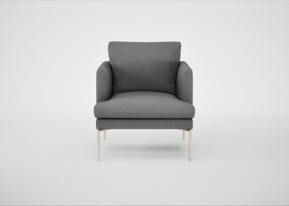 Matera Armchair St Moritz Wool Light Grey / Stainless Steel