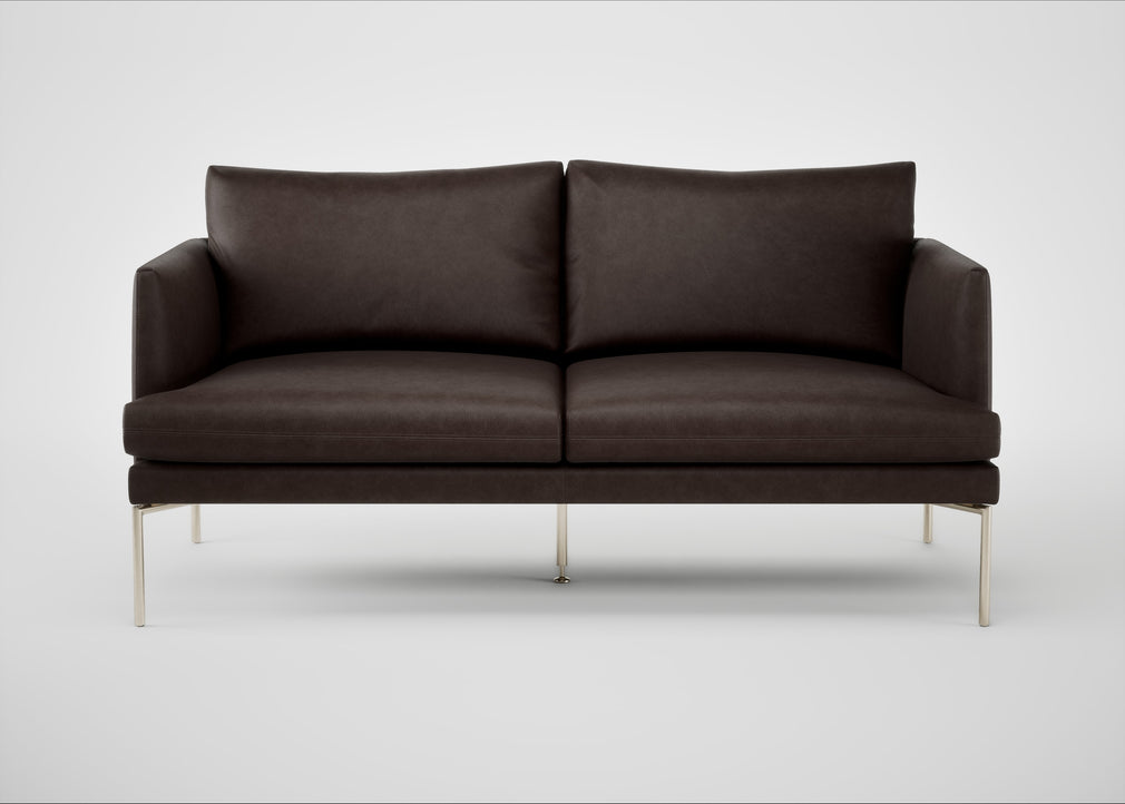 Matera 2 Seater Sofa Leather Grain Chocolate 066 / Stainless Steel