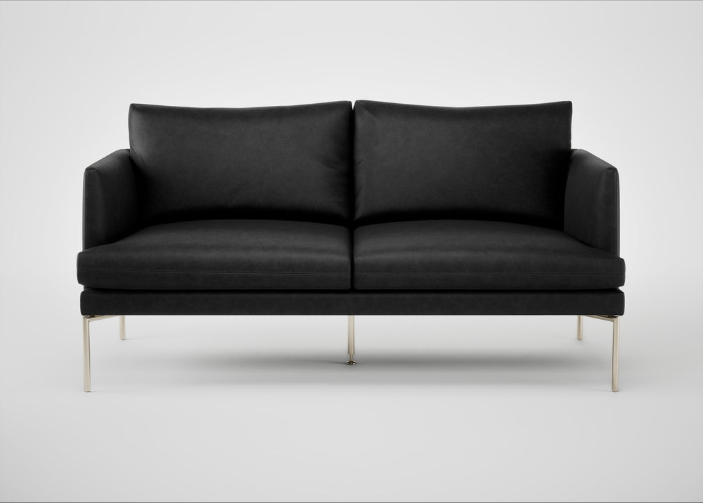 Matera 2 Seater Sofa Leather Grain Graphite 063 / Stainless Steel