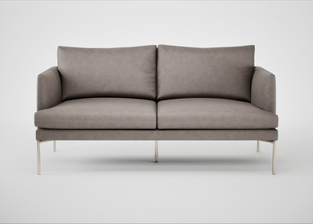 Matera 2 Seater Sofa Leather Grain Light Grey 060 / Stainless Steel