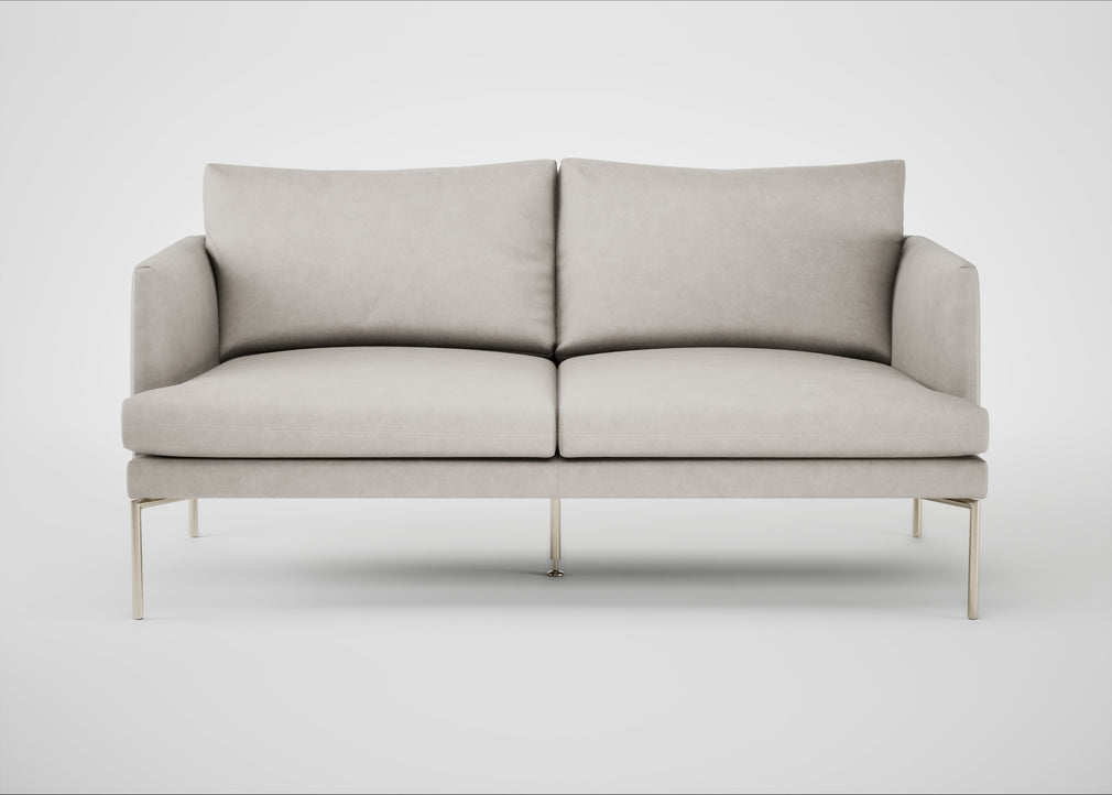 Matera 2 Seater Sofa Leather Grain White 000 / Stainless Steel