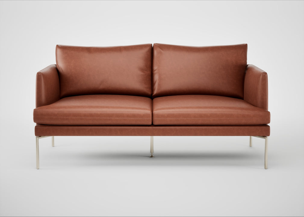 Matera 2 Seater Sofa Leather Stonewash Light Brown 274 / Stainless Steel