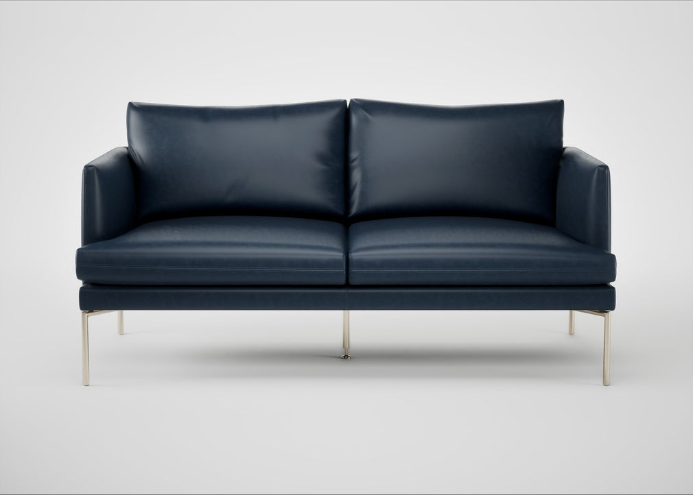 Matera 2 Seater Sofa Leather Stonewash Black 263 / Stainless Steel