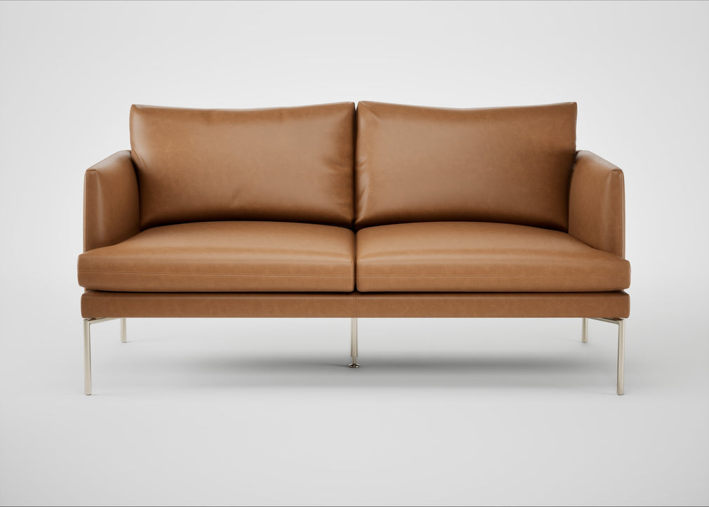 Matera 2 Seater Sofa Leather Stonewash Toffee 277 / Stainless Steel