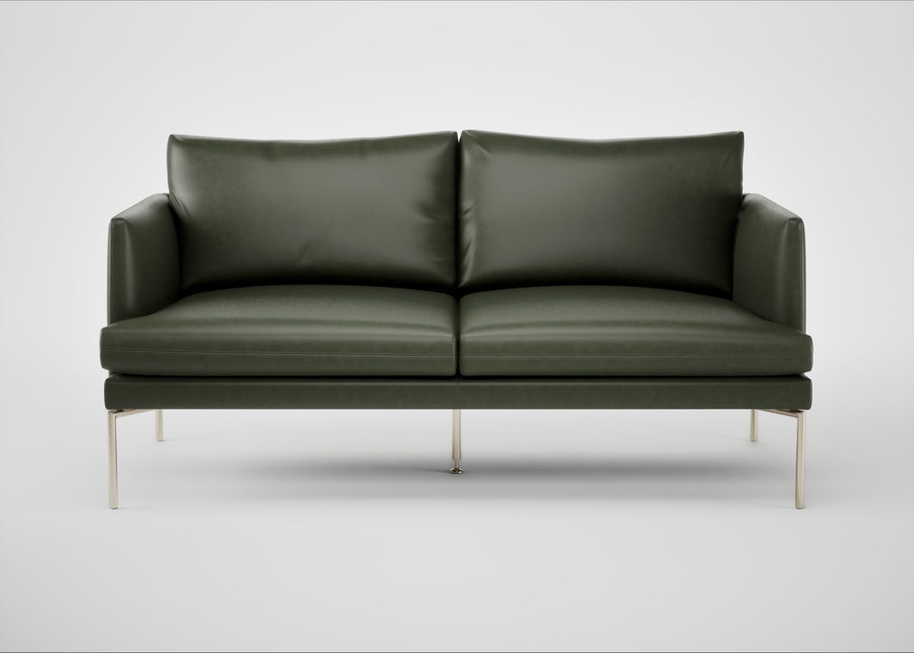Matera 2 Seater Sofa Leather Stonewash Navy Blue 279 / Stainless Steel