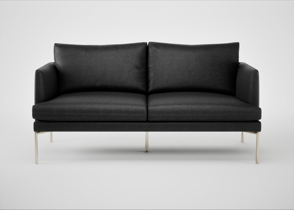 Matera 2 Seater Sofa Linea Leather Black 622 / Stainless Steel