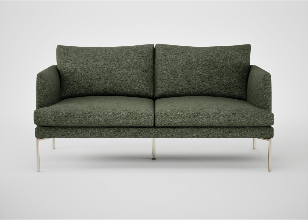 Matera 2 Seater Sofa Loop Boucle Forest / Stainless Steel